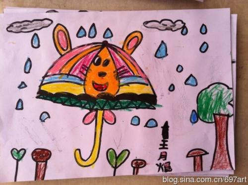幼儿园中班美术教案《小雨伞》