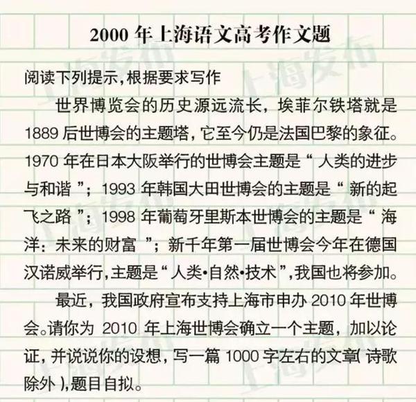 上海2020春季高考作文题出炉！（附近年作文题集锦） 5