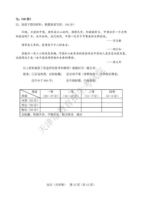 2019天津学院入学考试语言触控（12）