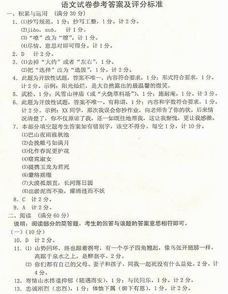 2011年本溪市大学考试中文问题（包括答案​​）10