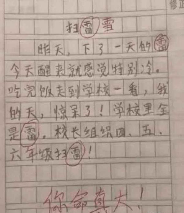 小学生奇葩作文走红：“父亲老了，蛋上有很多皱纹”，老师：尴尬 3