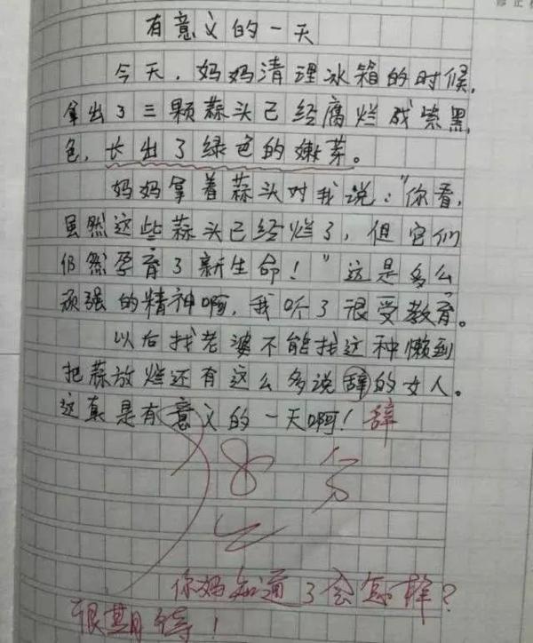 “妈妈不化妆，样子可丑了！”小学生作文狂“损”亲妈！家长群炸锅了！还有更狠的…… 9