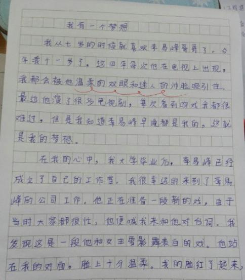 李易峰被初中生写进作文，老师的“评语”引起热议 2