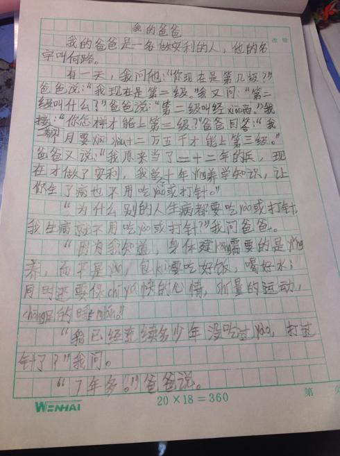 我的爸爸 优秀写人作文300字