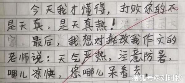 小学生作文“热死了”走红网络，老师：优秀，你该当我老师 1