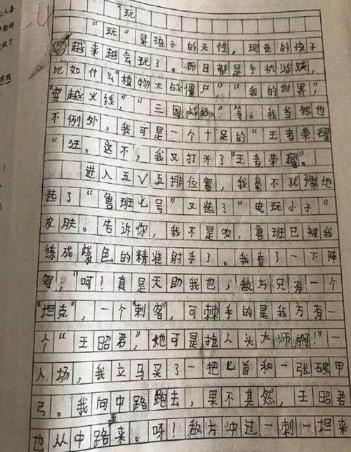 游戏中的作文课-初中写事作文500字