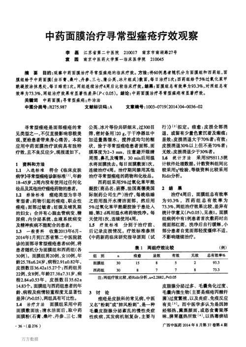 中医治疗青春痘的论文