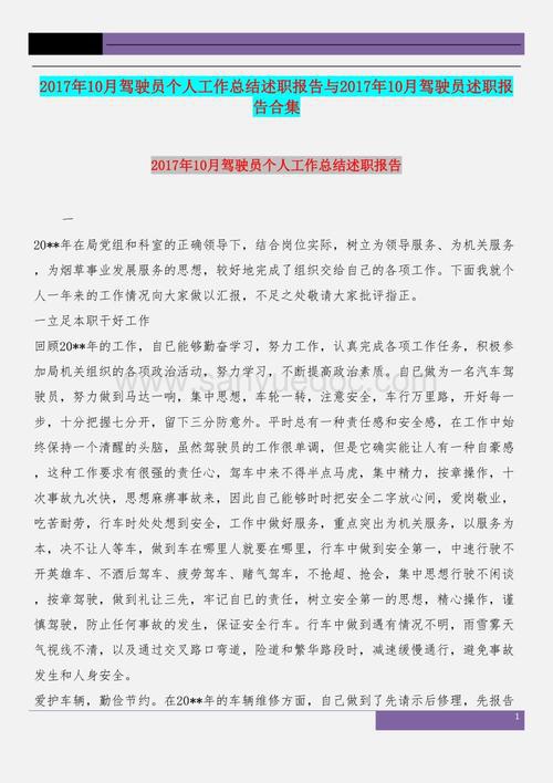 驾驶员个人述职报告