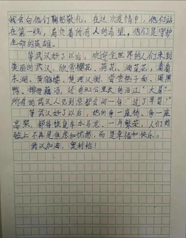 《等武汉好了以后》小学生500字作文，道出全国人民心声！泪奔 5