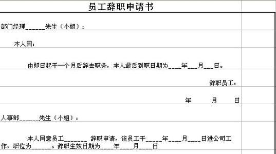 关于员工辞职申请书模板集锦十篇