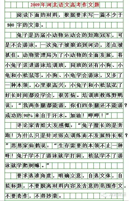 2009年湖北省高考作文题目：On脚