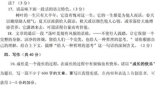 2011山东济宁高中入学考试作文主题：我最喜欢的中文课