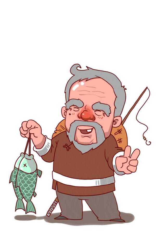 爷爷喜欢钓鱼