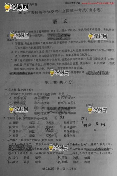 2009年高考汉语模拟试卷
