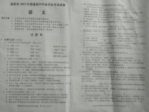 2011雅安高中语文考试（包括答案​​）