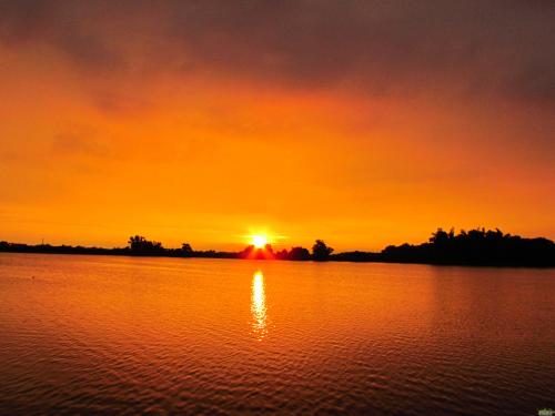 在湖边的日落