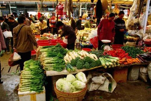 去蔬菜市场买蔬菜