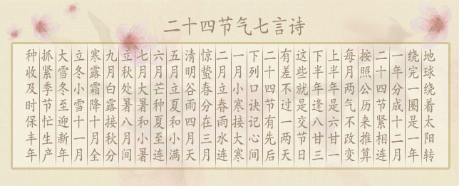写作中文二十四个节气词的组成