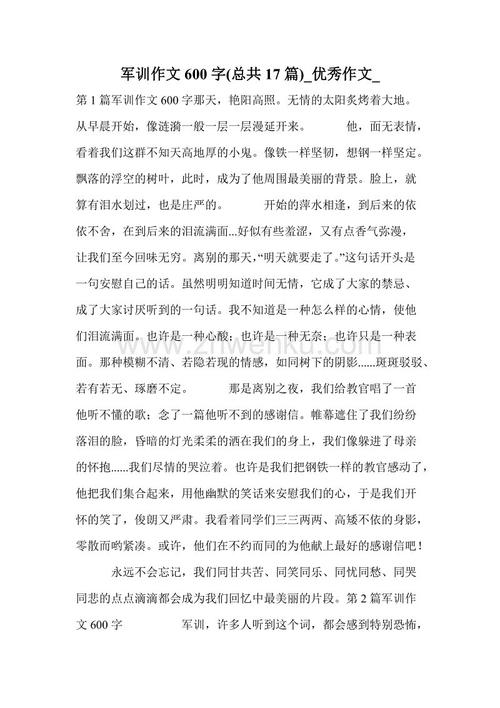 关于军事训练构图的600字