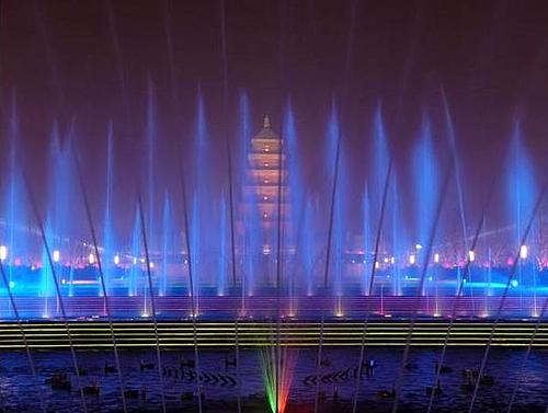 美丽的大雁塔音乐喷泉