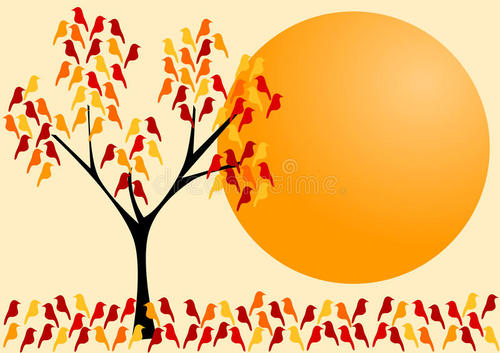 小鸟和秋天一棵树之间的对话