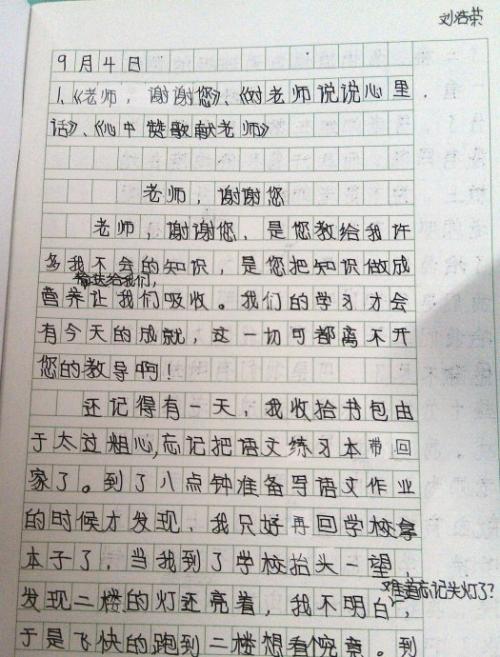 老师谢谢你的作文