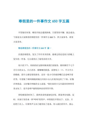 快乐的寒假_650字