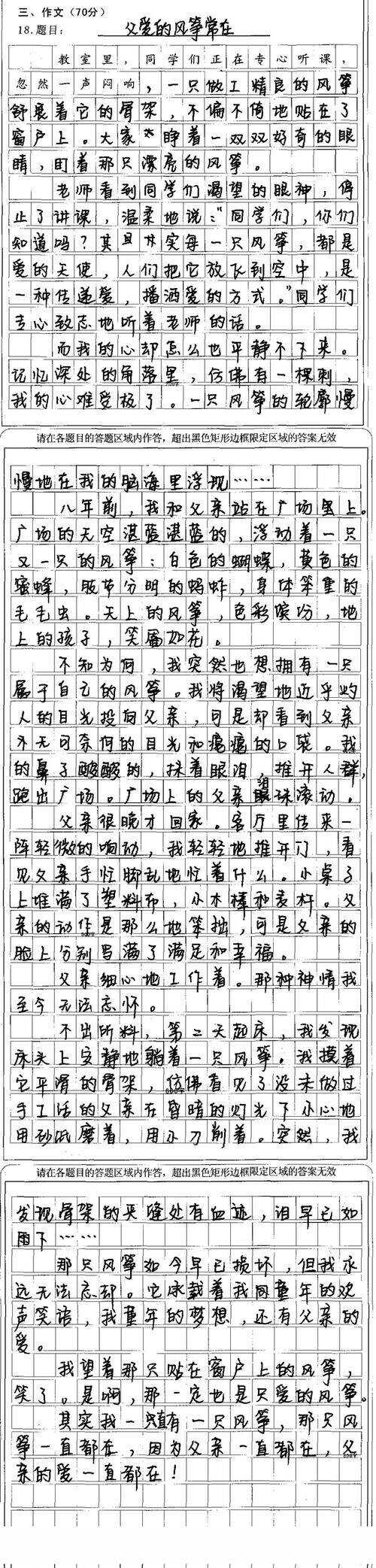 2008年，上海的高中入学考试优秀作品“我有我的眼睛的颜色”_800字