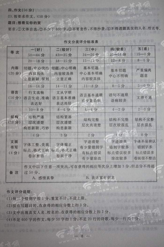 2011年陕西中文考试中国问题（包括答案）1