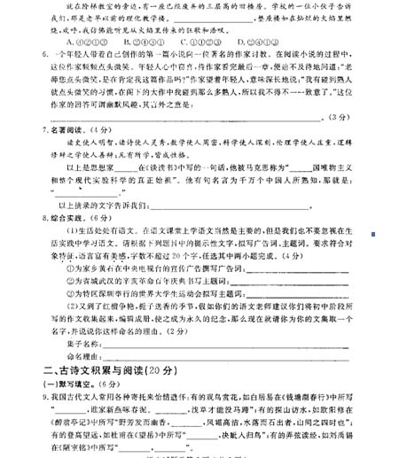 2011年黄石高级考试中文问题1