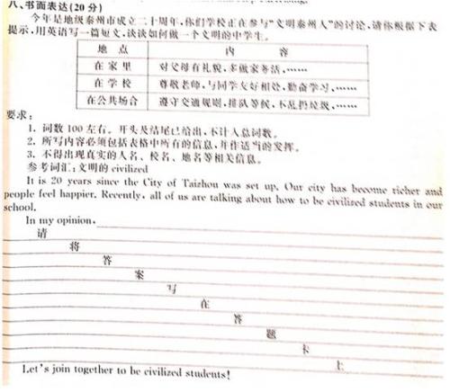 2019年，河北张家口高中入学考试语言完整部分（发布）_700字
