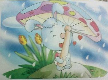 一年级想象力：小白色兔蘑菇伞_450字