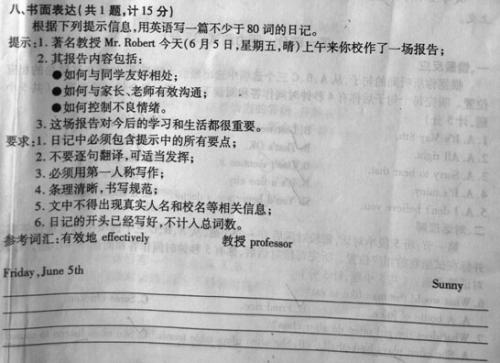 2017重庆高中入学考试量材料成分：没有天才