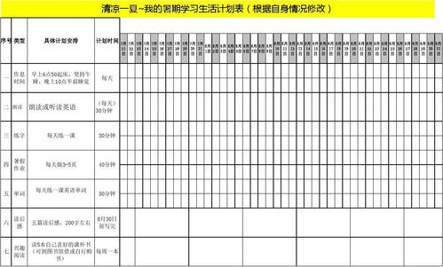 暑假学习计划