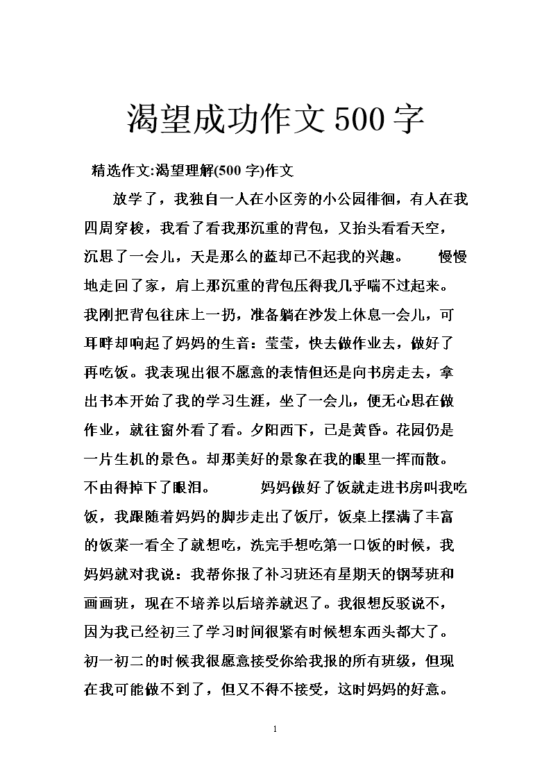 那个时候我成功了_450字