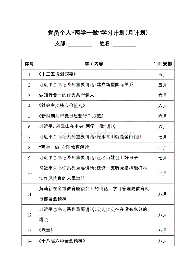 2014年，基层党员学习计划