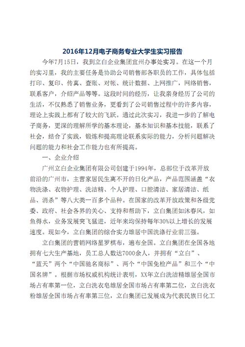 电子商务专业实习报告摘要论文（3）