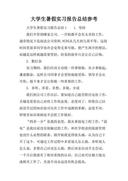 大学生实习报告个人摘要