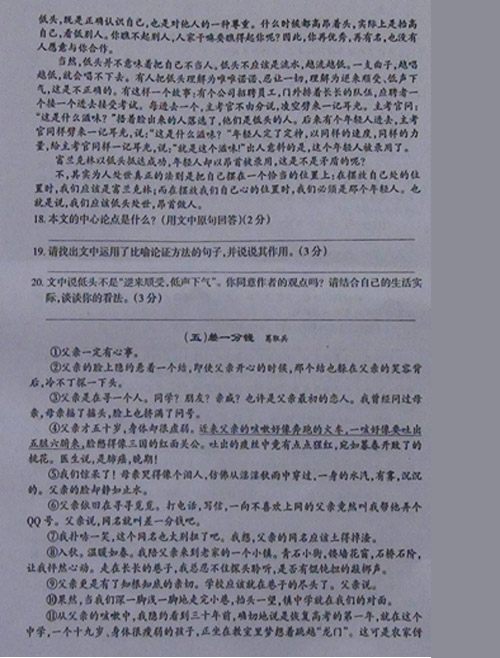 2011年岳阳高级考试中文测试4