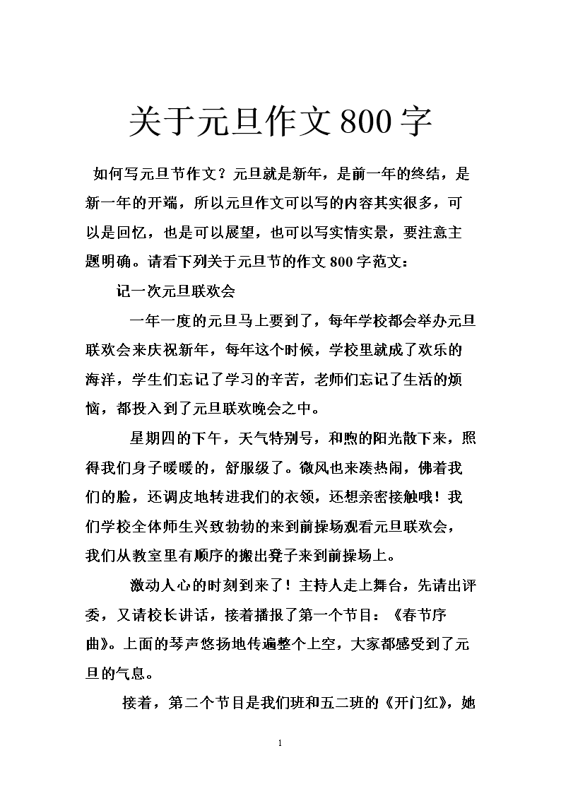 关于新年的一天成分：令人难忘的新年节_700字